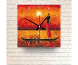 African Sunset Boat Scene Wall Clock - Afro Home Decor