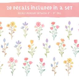 Flower Wall Decals - Floral Nursery Decor, Watercolor Art, Daisy Decal, Reusable & Removable Stickers - thumbnail 2
