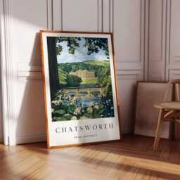 Chatsworth House Print Derbyshire Peak District Travel Poster - thumbnail 3