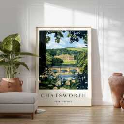 Chatsworth House Print Derbyshire Peak District Travel Poster - thumbnail 2