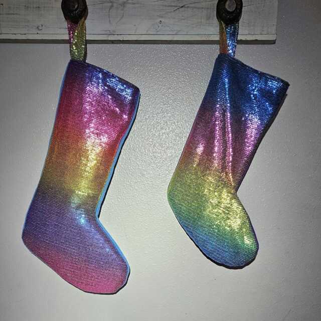 Rainbow Sequin Christmas Stocking - image 1
