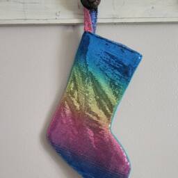 Rainbow Sequin Christmas Stocking - thumbnail 3