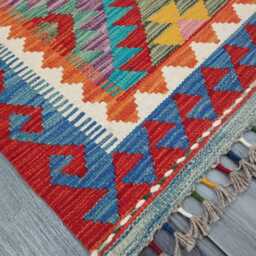Multicolour Rug, Handmade Artisan Afghan Turkish Scandinavian Navajo Bohemian Flatweave Wool Kilim 146x100 cm - thumbnail 2
