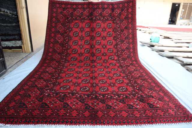5x8 Ft Afghan High Pile Rug Turkmen Bokhara Area - Red Brand New Akhcha Handmade Livingroom Rug Tribal Bedroom Office - image 1