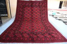 5x8 Ft Afghan High Pile Rug Turkmen Bokhara Area - Red Brand New Akhcha Handmade Livingroom Rug Tribal Bedroom Office - thumbnail 1
