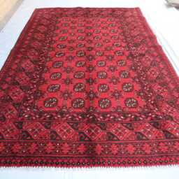 5x8 Ft Afghan High Pile Rug Turkmen Bokhara Area - Red Brand New Akhcha Handmade Livingroom Rug Tribal Bedroom Office - thumbnail 2