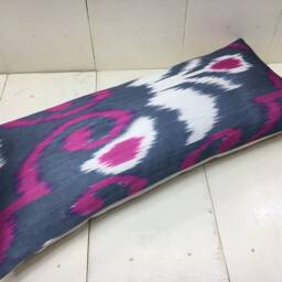 Handwoven Silk Ikat Pillow Cover 10x24, Turkish Decor - thumbnail 4