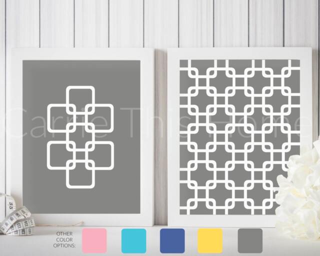 Mid Century Modern Geometric Wall Art in Gray - Instant Download Printable Set Of 2 8x10 Prints Housewarming Gift