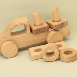 Wooden Car Constructor Montessori Stacking Toy, Handmade Vehicle. Ash Wood - thumbnail 4