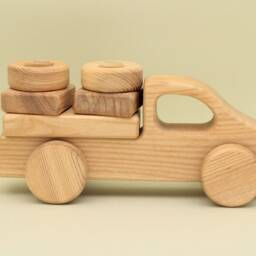 Wooden Car Constructor Montessori Stacking Toy, Handmade Vehicle. Ash Wood - thumbnail 3
