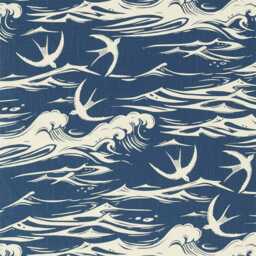 Sanderson Swallows At Sea Cushion Cover Blue Coastal Cotton Throw Pillow - thumbnail 3