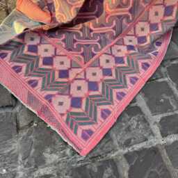Bohemian Style Hand Embroidered Kantha Throw Carpet Inspired Home Decor - thumbnail 3