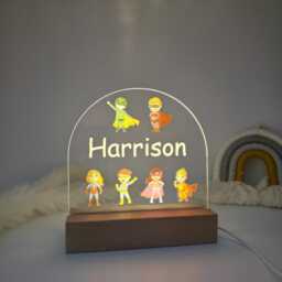 Super Heroes Personalized Night Light For Kids Bedrooms - Childrens Custom Lamp With Dimmer Hero - thumbnail 2