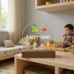 Super Heroes Personalized Night Light For Kids Bedrooms - Childrens Custom Lamp With Dimmer Hero - thumbnail 4