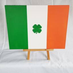 Irish Flag Painted On Wood, Wooden Wall Decor 9x12, Flag With Four Leaf Clover, Lucky Charm - thumbnail 3