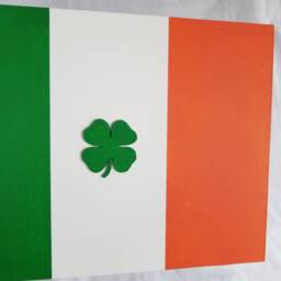 Irish Flag Painted On Wood, Wooden Wall Decor 9x12, Flag With Four Leaf Clover, Lucky Charm - thumbnail 2