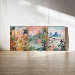 Set Of 3 Thailand Poster Set, Vintage Bangkok Floral Prints, Indigenous Art, Folk Art Poster, Tropical Wall Art, Print, A1/A2/A3/A4 - thumbnail 2