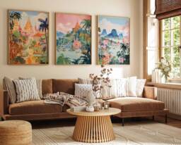 Set Of 3 Thailand Poster Set, Vintage Bangkok Floral Prints, Indigenous Art, Folk Art Poster, Tropical Wall Art, Print, A1/A2/A3/A4 - thumbnail 1
