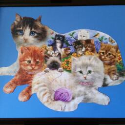 Professionally Framed Finished 1000Pc Sunsout's Litter Of Kittens Shaped Puzzle Wall Art - thumbnail 2