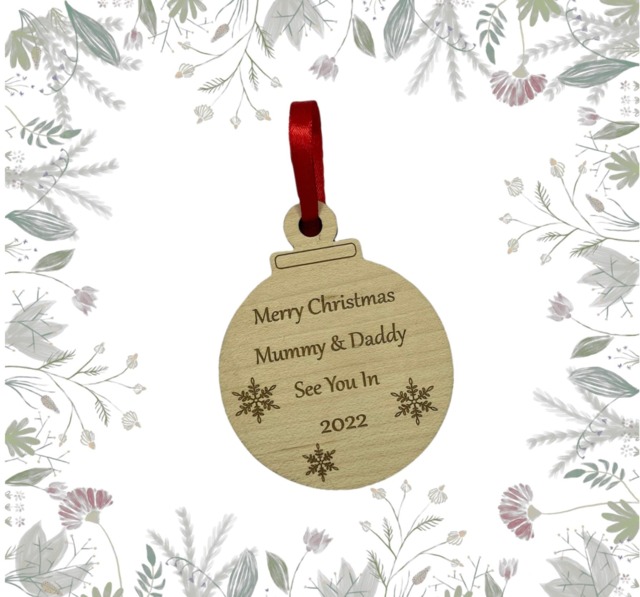 Personalised Mummy & Daddy To Be Bauble, See You in Bauble Gift, New Parent Christmas Gift - image 1