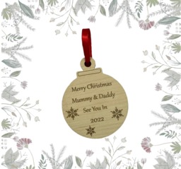 Personalised Mummy & Daddy To Be Bauble, See You in Bauble Gift, New Parent Christmas Gift - thumbnail 1