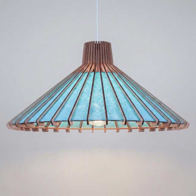 Nautical Blue Pendant Lamp - Japandi Light Fixture. Navy - Cobalt Shades - image 1