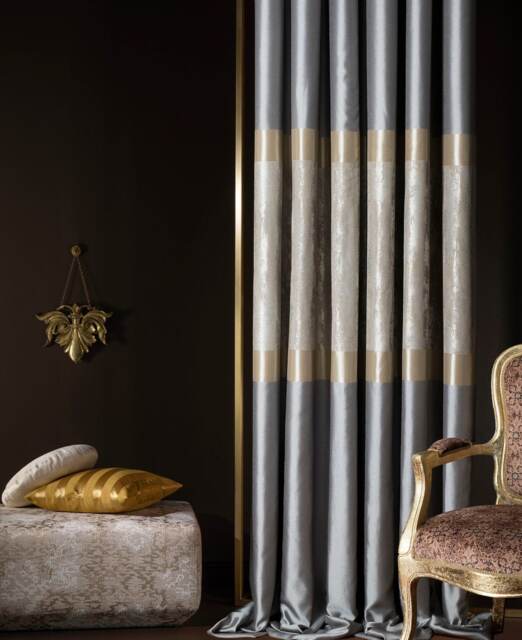 Custom Gray Beige Gold Curtains Luxury Home Drapes - image 1