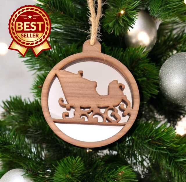 Sleigh Christmas Decoration - Wood & Acrylic Option - Bespoke Shapes Sizes Made - image 1