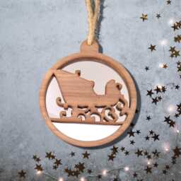 Sleigh Christmas Decoration - Wood & Acrylic Option - Bespoke Shapes Sizes Made - thumbnail 2
