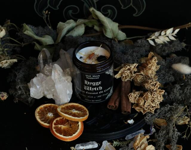 Hygge Candle/Home Gift, Crystal Candle, Essential Oil Bookish Wood Wick - image 1