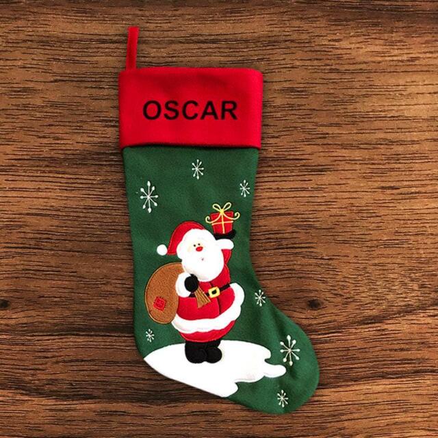 Personalised Christmas Stocking - Traditional Santa Embroidered Name - image 1