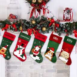 Personalised Christmas Stocking - Traditional Santa Embroidered Name - thumbnail 3