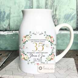 Personalised Coral Wedding Anniversary Cushion, Anniversary, Gift 35 35Th Anniversary Cushion - thumbnail 2
