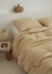 Sandy Yellow Linen Pillowcase, Washed Pillow Cover Standard Queen King Euro Custom Sizes - thumbnail 1