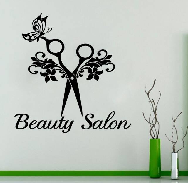 Hair Salon Scissors Wall Decal Beauty Shop Decor T94 - image 1