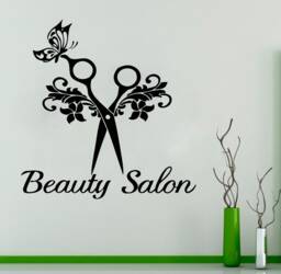 Hair Salon Scissors Wall Decal Beauty Shop Decor T94 - thumbnail 1