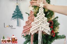 Small Christmas Tree, Boho Decorations, Modern White Farmhouse Xmas Decor, Holiday Wall Hanging, Gift