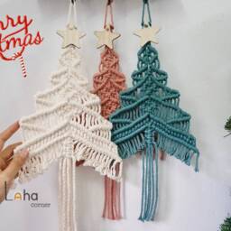 Small Christmas Tree, Boho Decorations, Modern White Farmhouse Xmas Decor, Holiday Wall Hanging, Gift - thumbnail 2