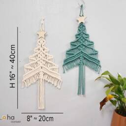 Small Christmas Tree, Boho Decorations, Modern White Farmhouse Xmas Decor, Holiday Wall Hanging, Gift - thumbnail 3