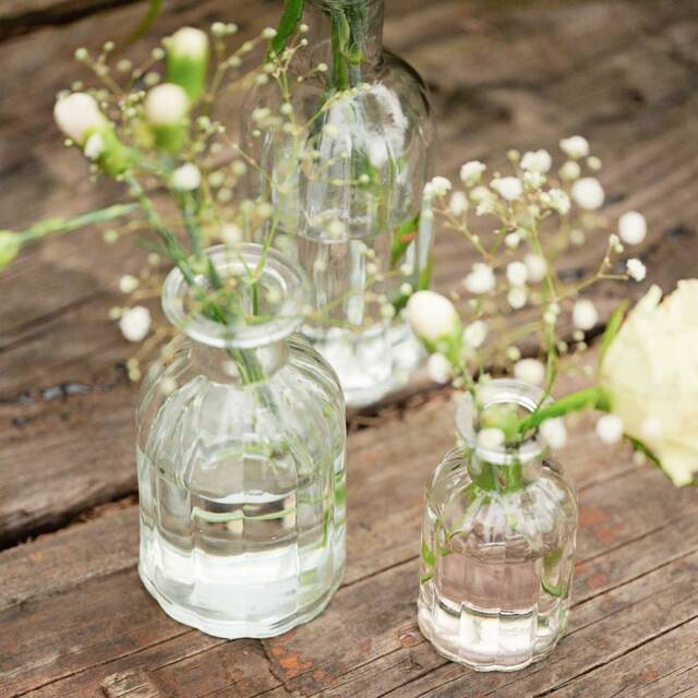Ribbed Glass Bud Vases - Set Of 3 Vintage Style Centerpieces - image 1