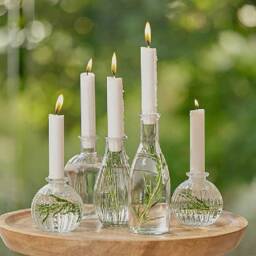 Ribbed Glass Bud Vases - Set Of 3 Vintage Style Centerpieces - thumbnail 3
