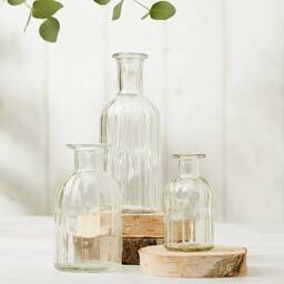 Ribbed Glass Bud Vases - Set Of 3 Vintage Style Centerpieces - thumbnail 2