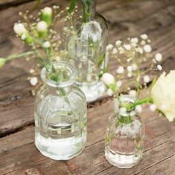 Ribbed Glass Bud Vases - Set Of 3 Vintage Style Centerpieces - thumbnail 1