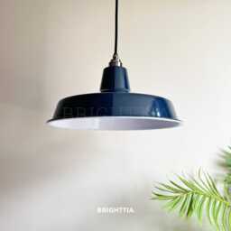 Midnight Blue Classic Cap Lamp Shade - 14In - 360mm Metal For Industrial Pendant Lights - thumbnail 3