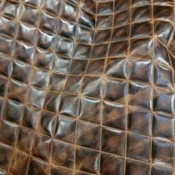 Unique Western Style Dining Chair Featuring Diamond Stitch Leather Seat & Cowhide Back - Fpdc - thumbnail 4