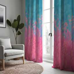 Pink Blue Gradient Curtains, Modern Ombre Abstract Drapes, Custom Made Window Panels For Living Room & Bedroom - thumbnail 2