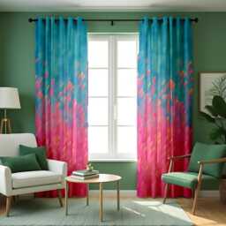 Pink Blue Gradient Curtains, Modern Ombre Abstract Drapes, Custom Made Window Panels For Living Room & Bedroom - thumbnail 4