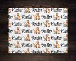 Personalized Baby Name Blanket Gift Bear Deer Custom Coming Home Woodland Hospital Shower New Mom Hat