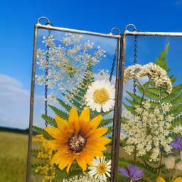 Set Of 3 Stained Glass Pressed Flower Frame Botanical Wall Art - thumbnail 2