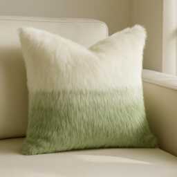 Rabbit Fur Pillow 45x45 White Green Ombre Cushion Cover Soft Luxury Decor Throw Fluffy Accent Modern Sofa Bed Chair Cozy Home - thumbnail 2